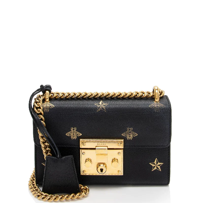 Gucci Calfskin Bee Star Padlock Small Shoulder Bag (SHF-eUzWHo)