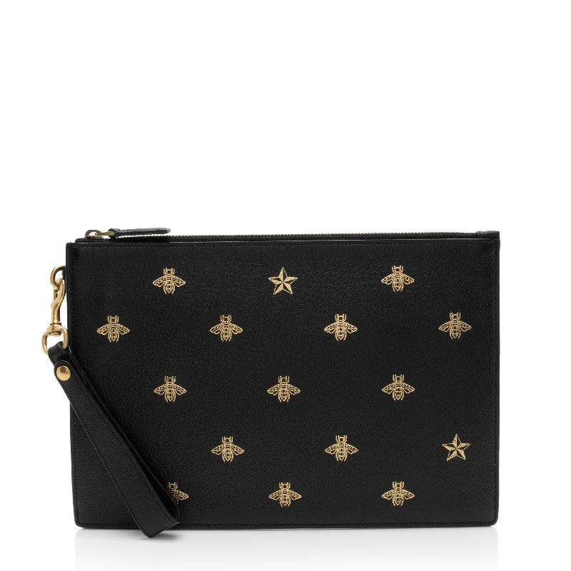 Gucci Calfskin Bee Star Wristlet (SHF-8glDSR)