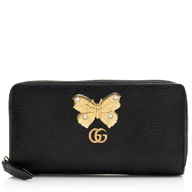 Gucci Calfskin Butterfly Farfalla Zip Around Wallet (SHF-21069)