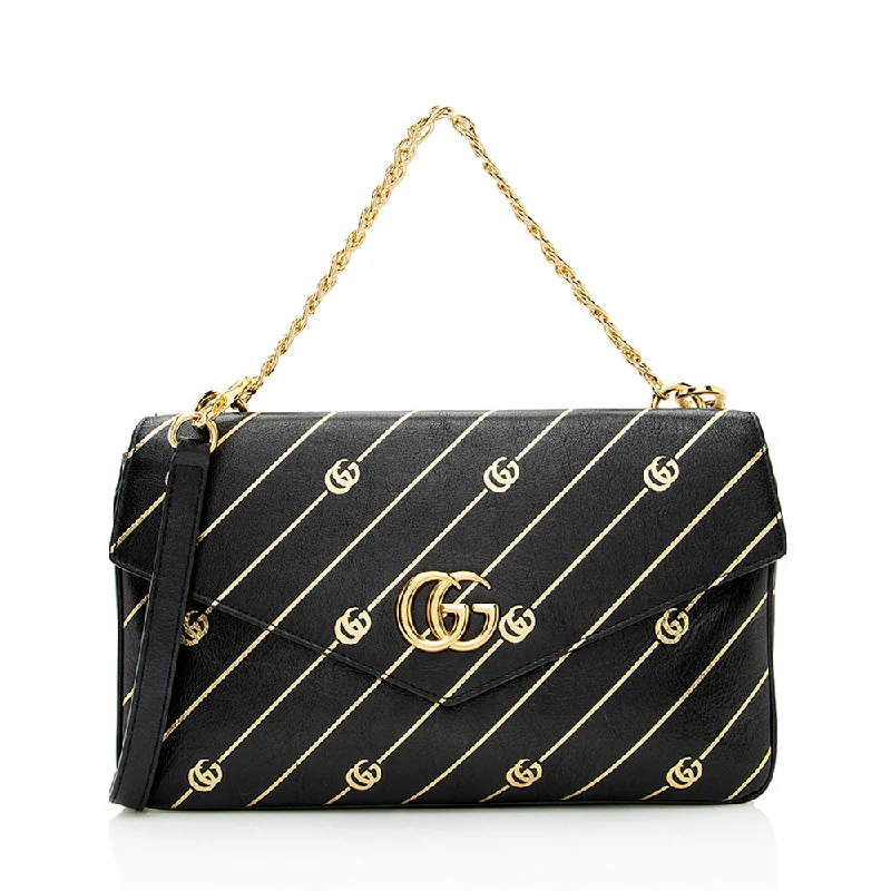 Gucci Calfskin Diagonal Stipe Thiara Double Shoulder Bag (SHF-21686)