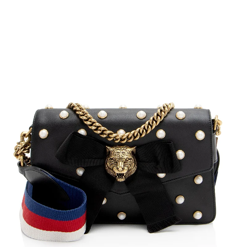 Gucci Calfskin Pearl Tiger Broadway Mini Shoulder Bag (SHF-3WD2os)