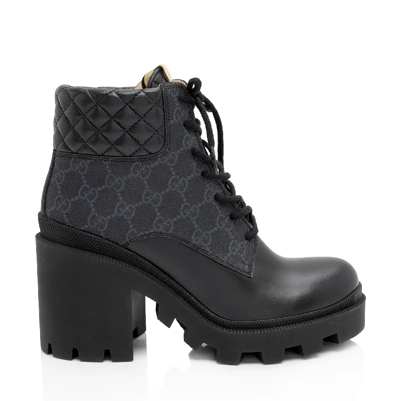 Gucci GG Supreme Quilted Calfskin Combat Boots - Size 9 / 39 (SHF-FX4r8v)