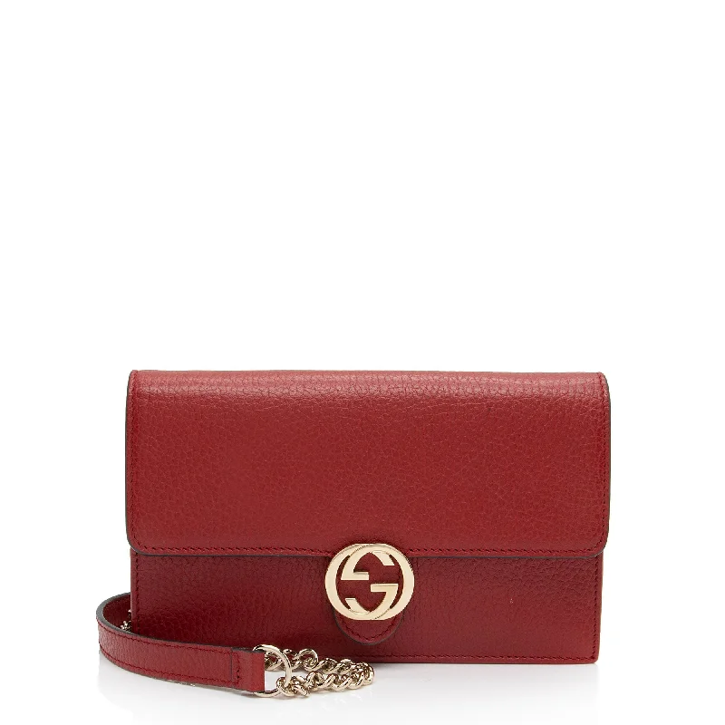 Gucci Grained Calfskin Interlocking G Chain Wallet (SHF-SJaalH)