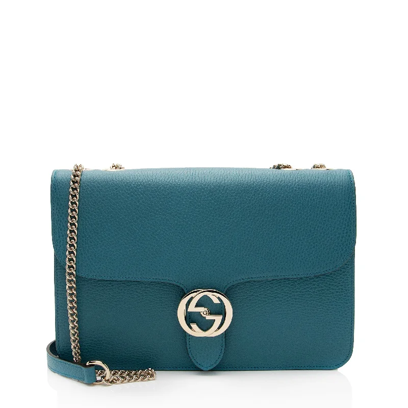 Gucci Grained Calfskin Interlocking G Medium Shoulder Bag (SHF-EciQjX)