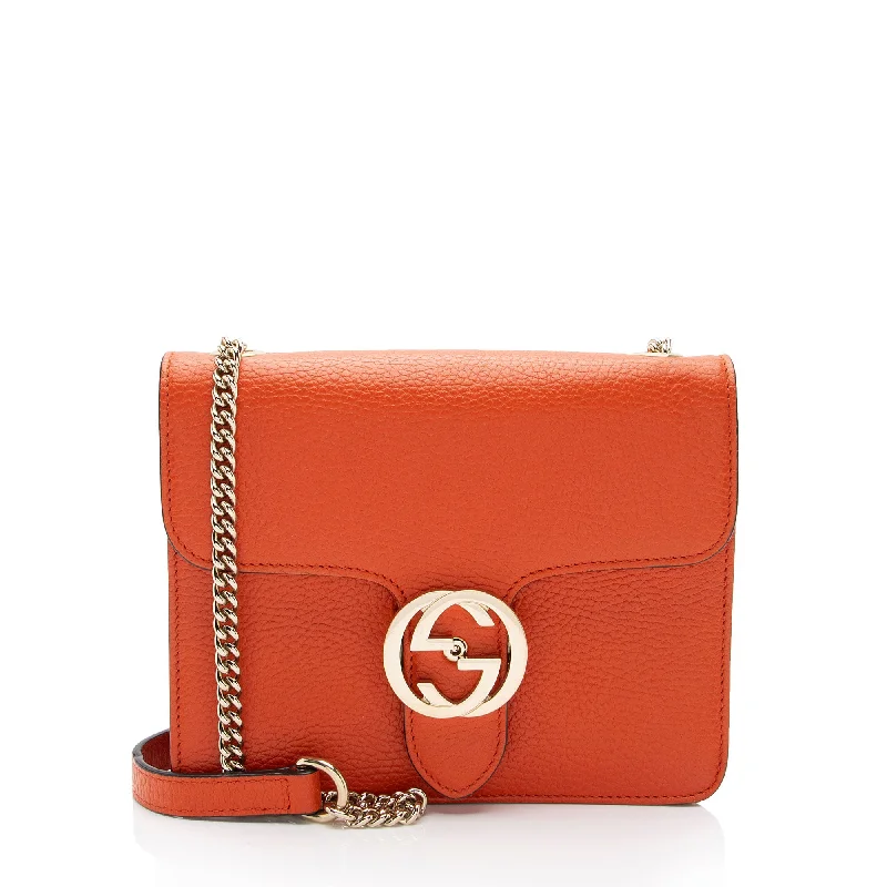 Gucci Grained Calfskin Interlocking G Small Shoulder Bag (SHF-h9X0uq)