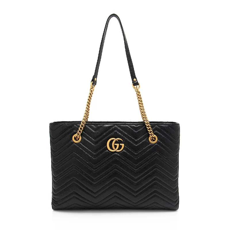 Gucci Matelasse Calfskin GG Marmont Medium Chain Tote (SHF-J9nqlQ)