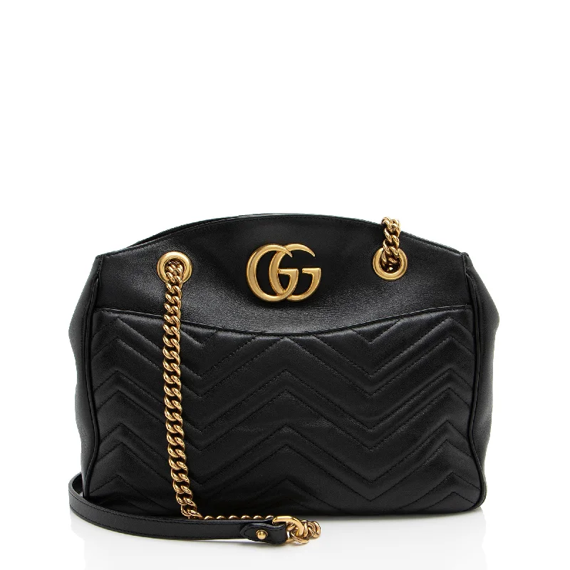 Gucci Matelasse Calfskin GG Marmont Medium Open Shoulder Bag (SHF-iImF5c)