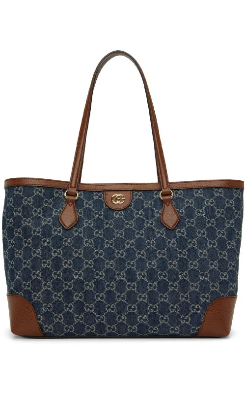 Ophidia GG Denim Medium Shopping Tote