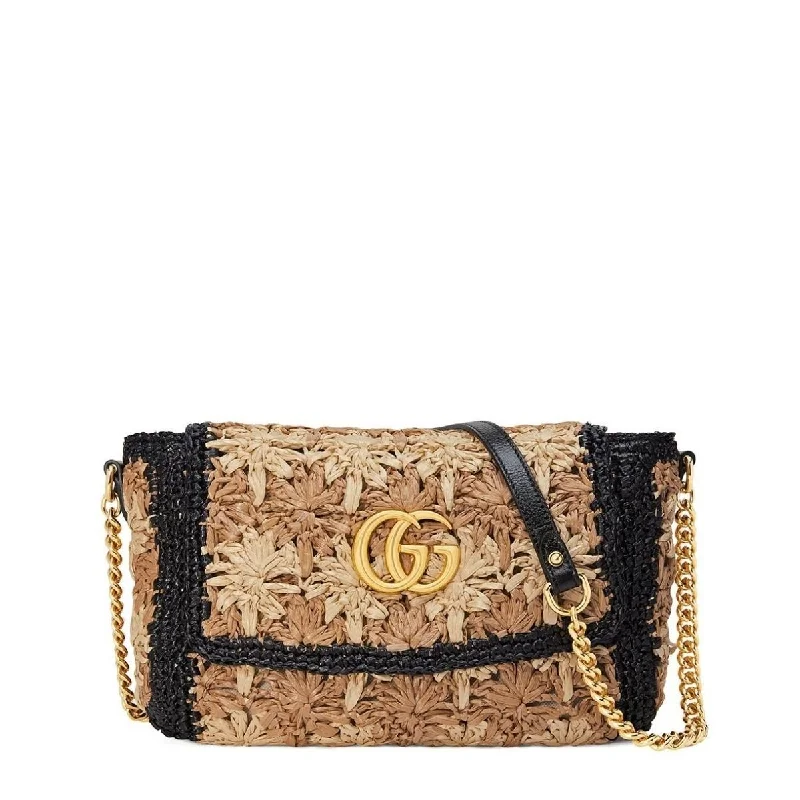 Small GG Marmont Raffia Shoulder Bag