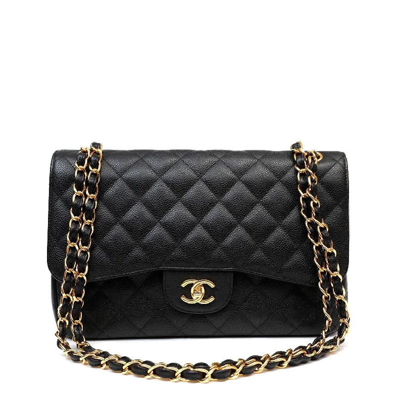 Chanel Black Caviar Jumbo Classic with Gold Hardware