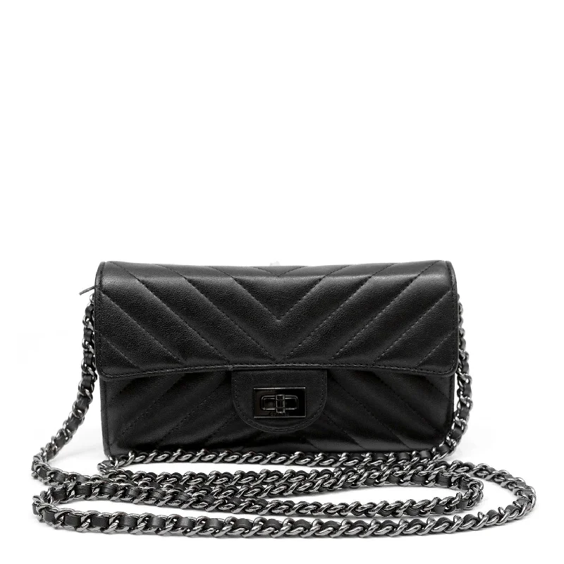 Chanel So Black Lambskin Chevron WOC