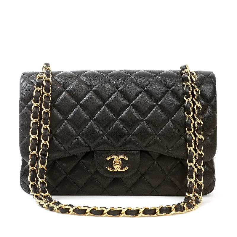 Chanel Black Lambskin Jumbo Classic w/ Gold Hardware