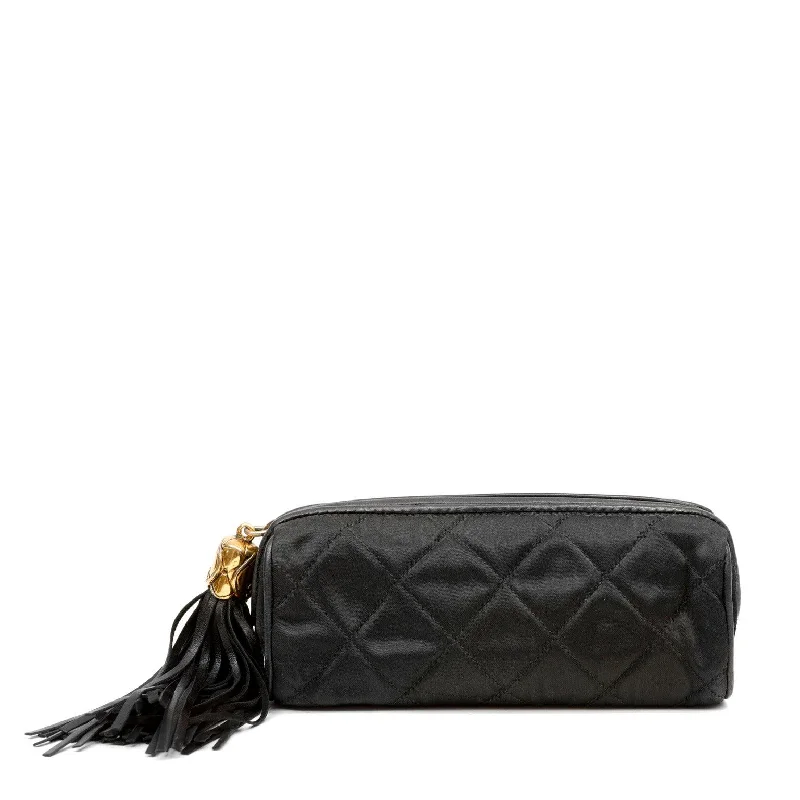 Chanel Black Satin Tassel Pouch