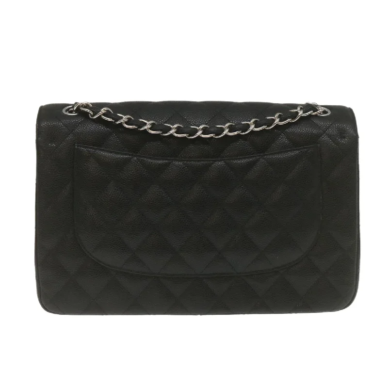 CHANEL Caviar Skin Chain Double Flap Big Matelasse ShoulderBag Black  29507A