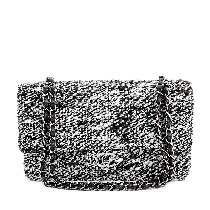 Chanel Coffee Tweed Runway Medium Classic w/ Silver Hardware