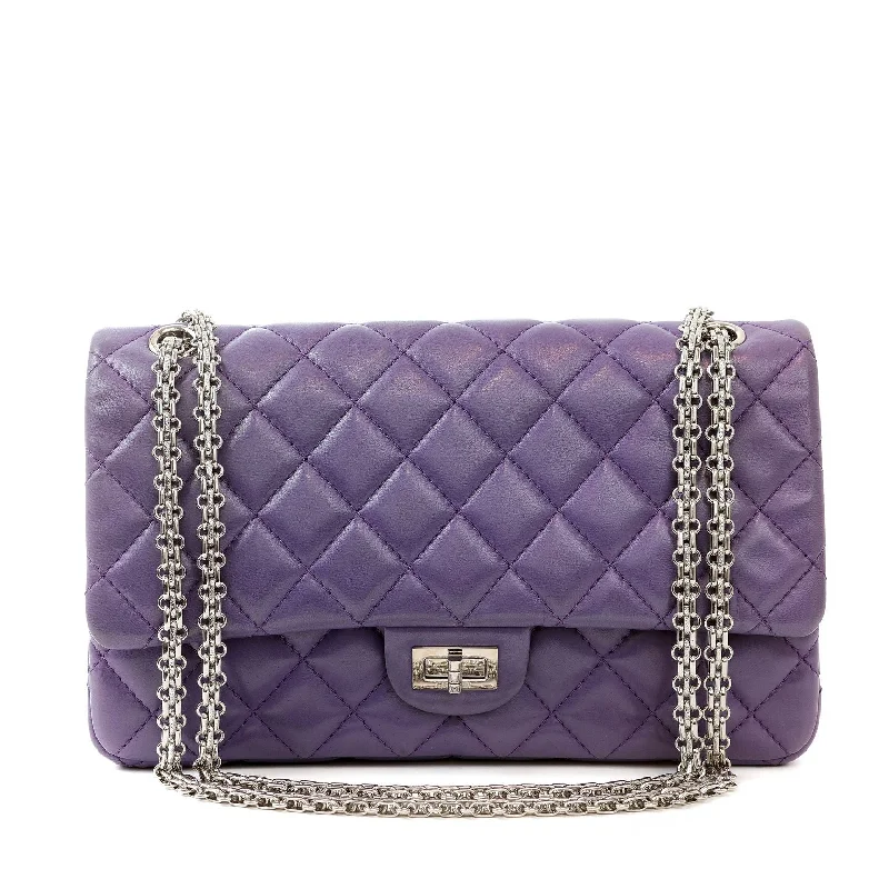 Chanel Dark Purple Lambskin Medium 2.55 Reissue Classic w/ Silver Hardware