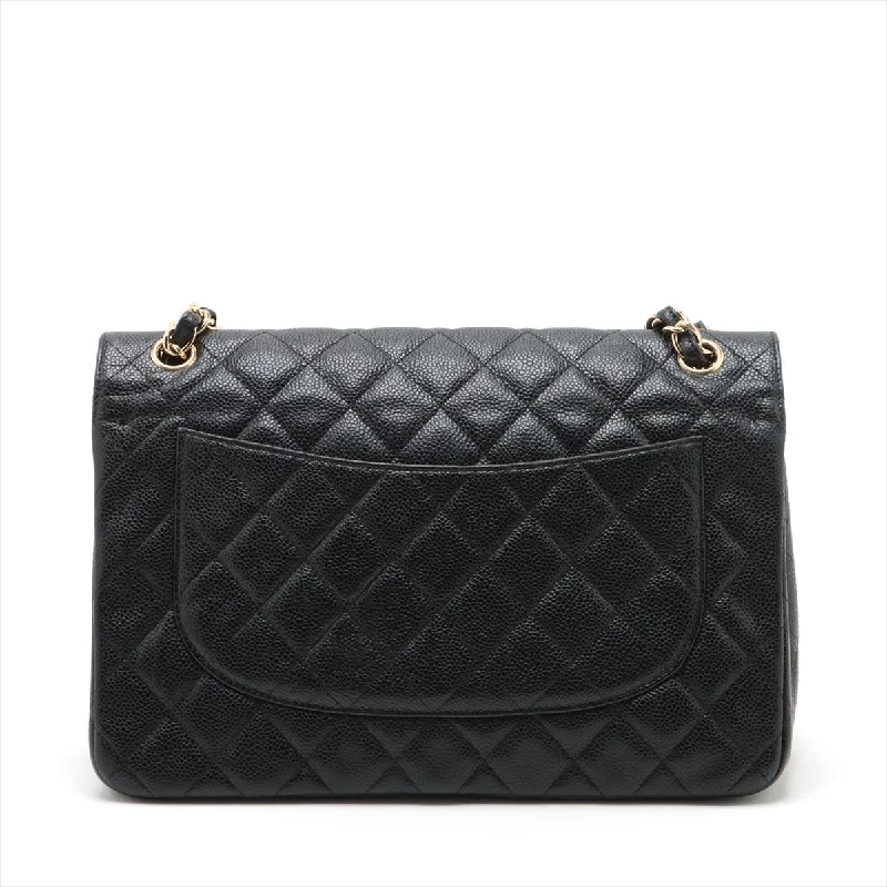 CHANEL Deca Caviar S Double Flap Double Chain Bag Black G  14th