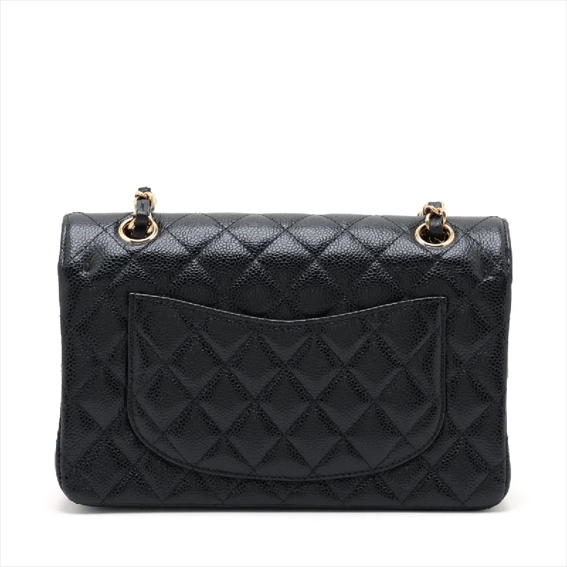 Chanel Matrasse 23 Small Caviar S Double Flap Double Chain Bag Black G  A01113