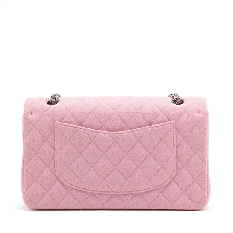 Chanel Matrasse 25 Cotton Double Flap Double Chain Bag Pink Silver  6th A01112