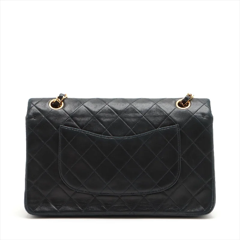 Chanel Matrasse 25  Double Flap Double Chain Bag Black G  5th A01112