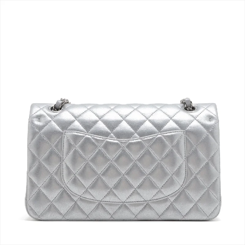 Chanel Matrasse 25  Double Flap Double Chain Bag Silver Silver  A01112