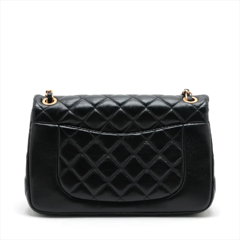 Chanel Matrasse  Single Flap Double Chain Bag Black G