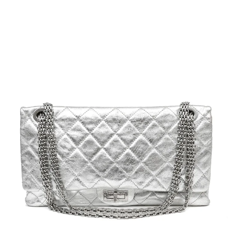 Chanel Metallic Silver Maxi Classic Reissue 2.55