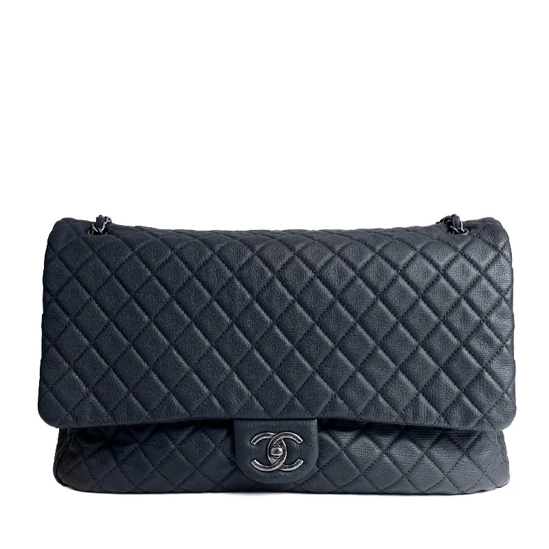 Chanel Navy XXL Classic w/ Gunmetal Hardware