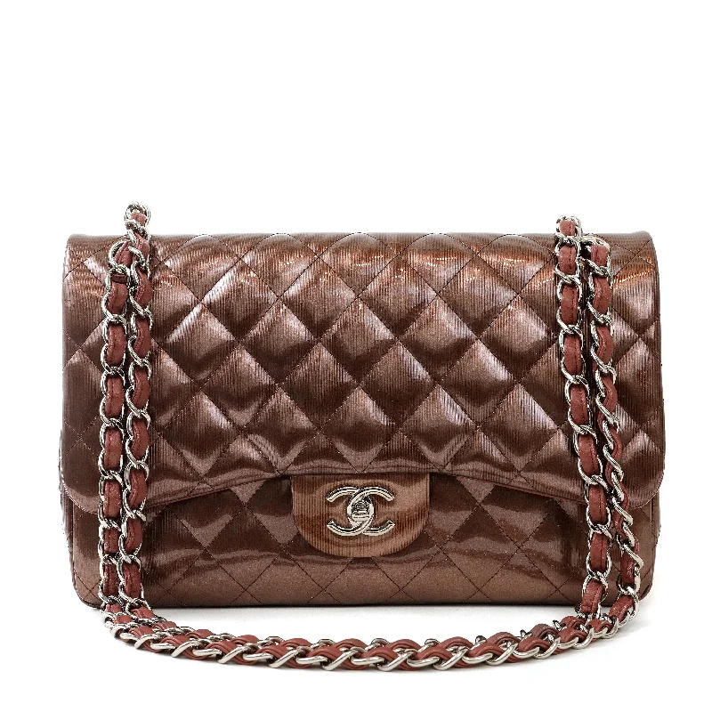 Chanel Patent Metallic Copper Jumbo Classic w/ Silver Hardware