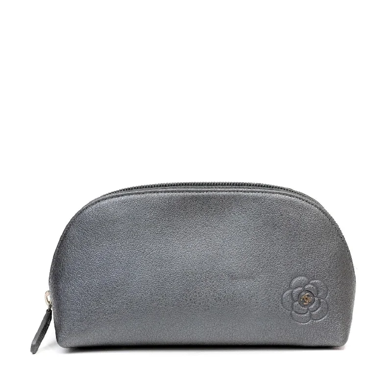 Chanel Slate Grey Camellia Pouch