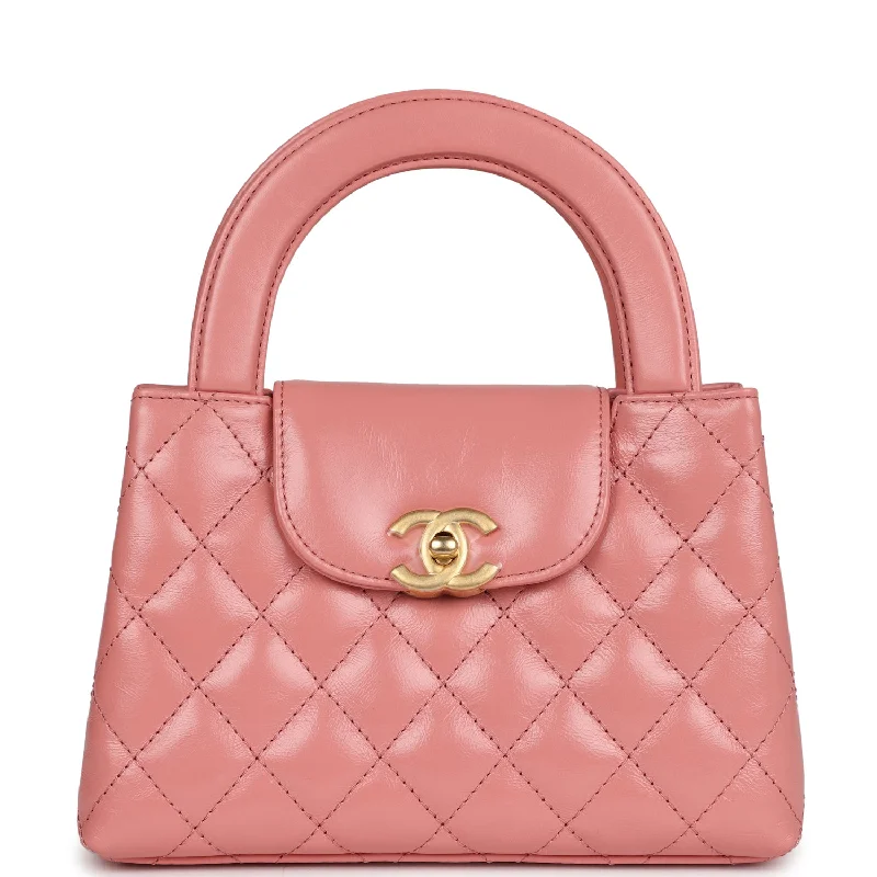 Chanel Small Kelly Shopper Pink Shiny Aged Calfskin Brushed Gold Hardware