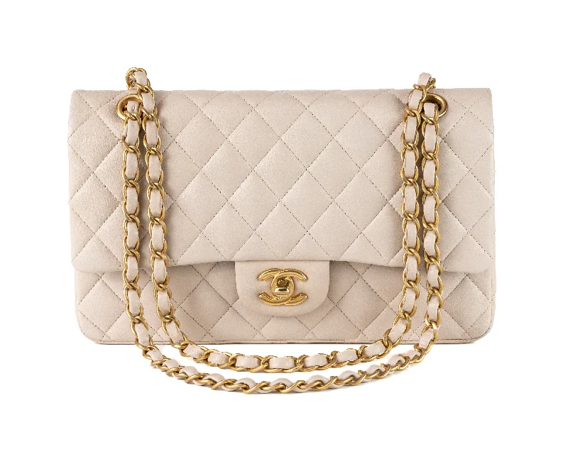 Chanel Tan Lambskin Medium Classic w/ Antique Gold Hardware