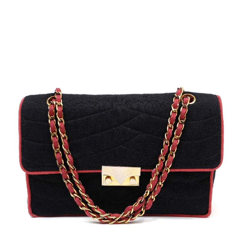 Chanel Vintage COCO Chanel Navy/Pink Cloth w/ Gold Hardware