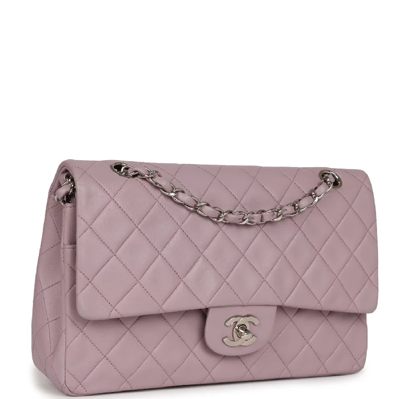 Chanel Vintage Medium Classic Double Flap Purple Lambskin Silver Hardware