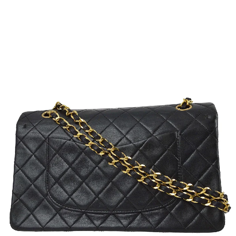 Chanel 1989-1991 Black Lambskin Medium Classic Double Flap Bag