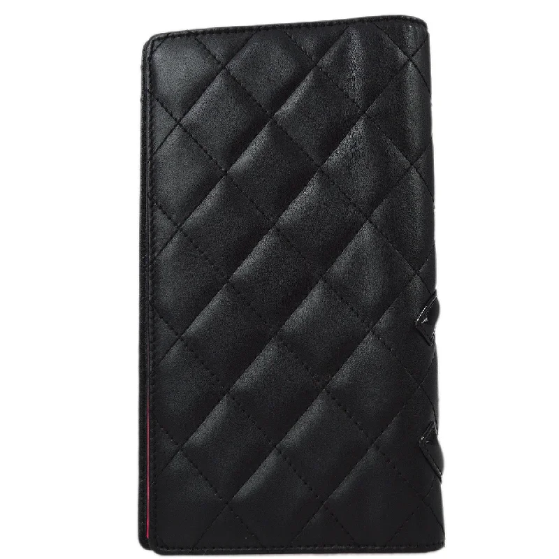 Chanel 1989-1991 Black Calfskin Cambon Ligne Long Wallet