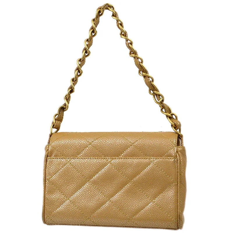 Chanel 2000-2001 Beige Caviar Chain Handbag