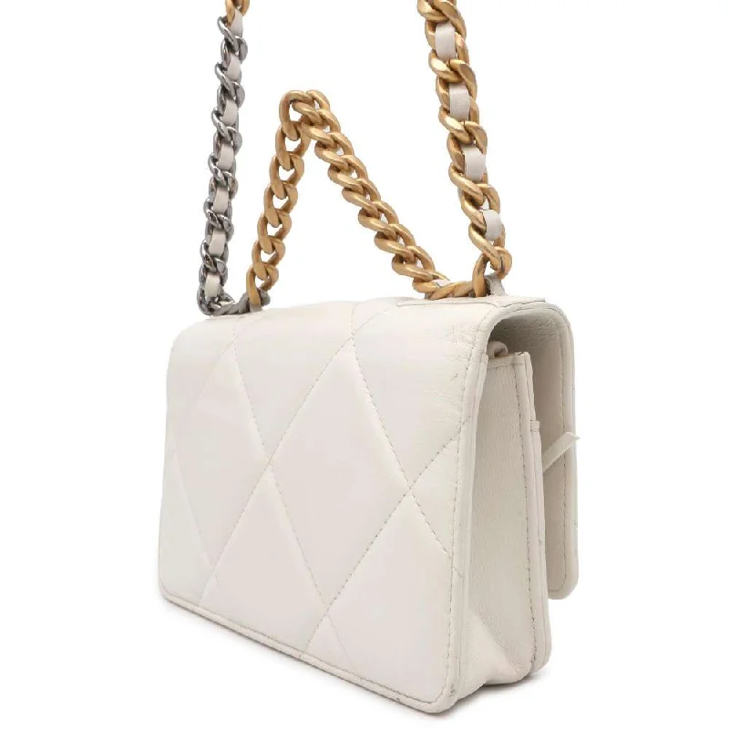 CHANEL 19 Chain wallet White AP0957 Lambskin