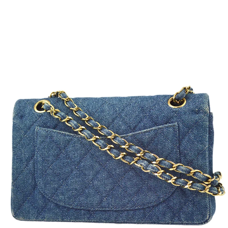 Chanel * 1989-1991 Blue Denim Medium Classic Double Flap Bag