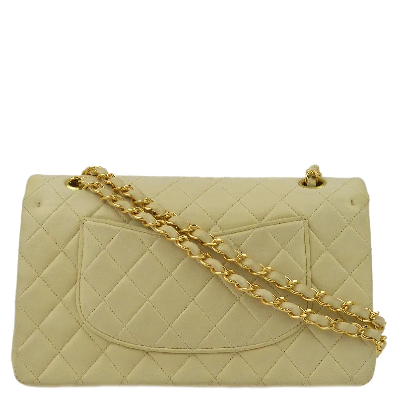 Chanel 1997-1999 Beige Lambskin Medium Classic Double Flap Bag