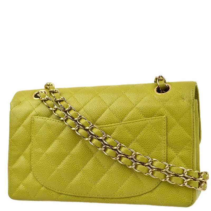 Chanel * 2003-2004 Green Caviar Small Classic Double Flap Bag