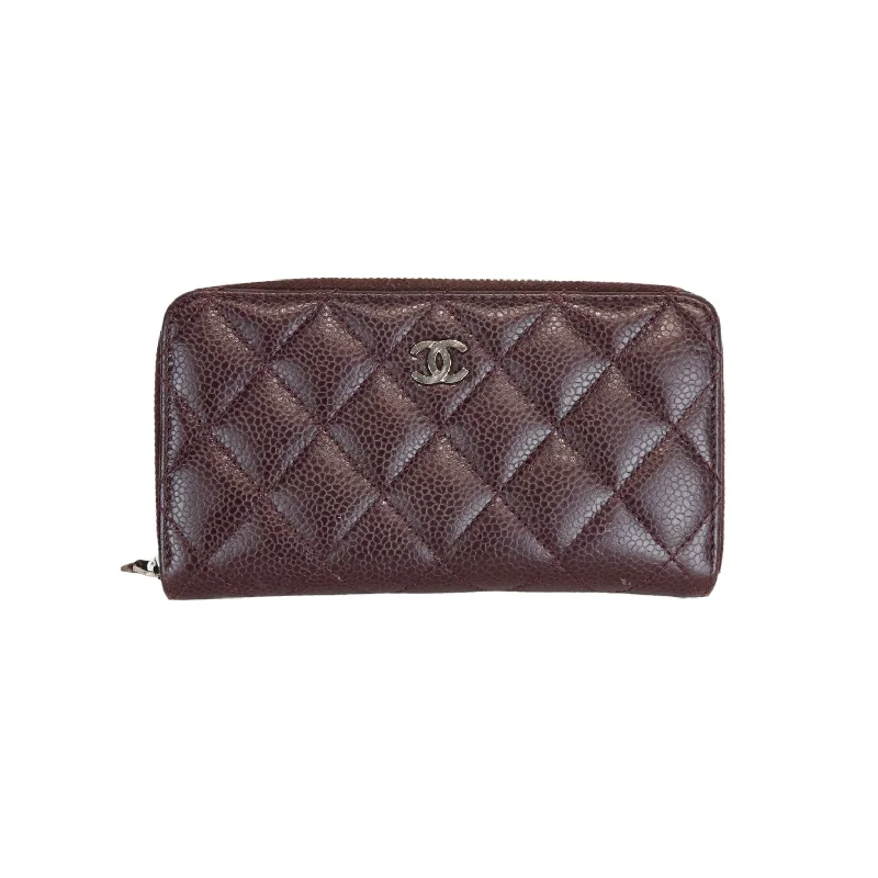 Caviar Quilted Brilliant Zip Around Wallet Purple SHW