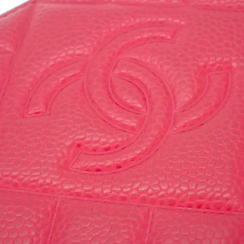 CHANEL here mark caviar skin round long wallet red 2