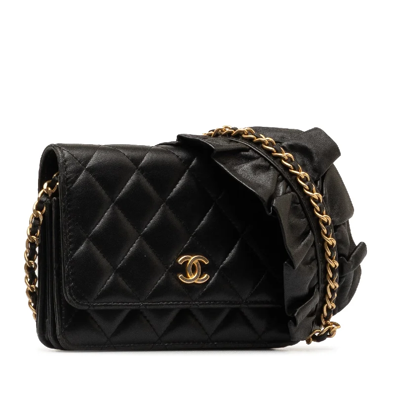 CHANEL Lambskin Romance Wallet On Chain Crossbody Bag