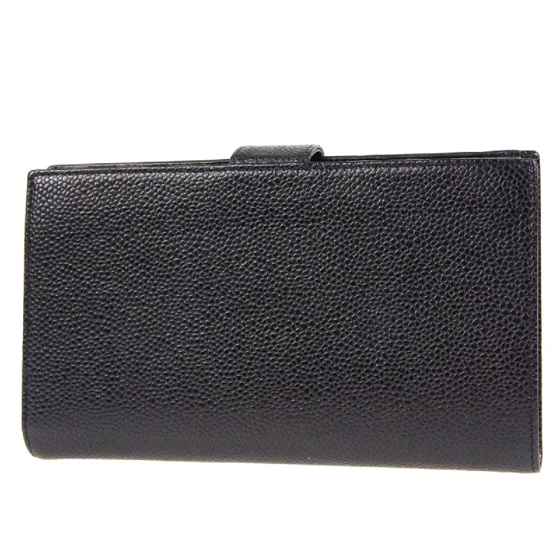 CHANEL Long Bifold Wallet Black Caviar 78637