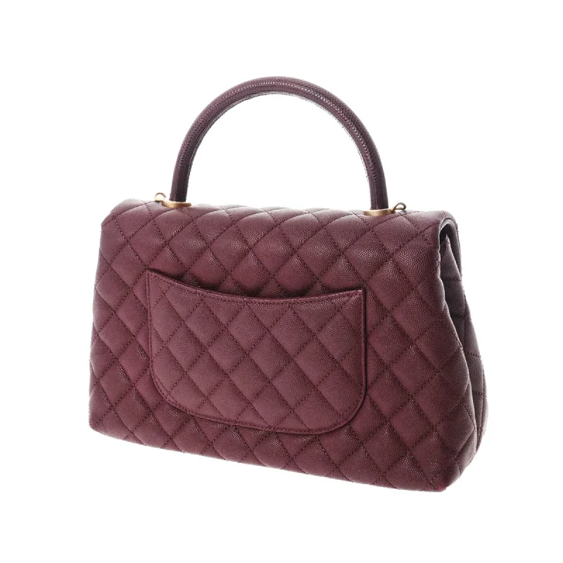 CHANEL Matelasse Coco Handle 28 Bordeaux A92991 Ladies Caviar Skin Bag