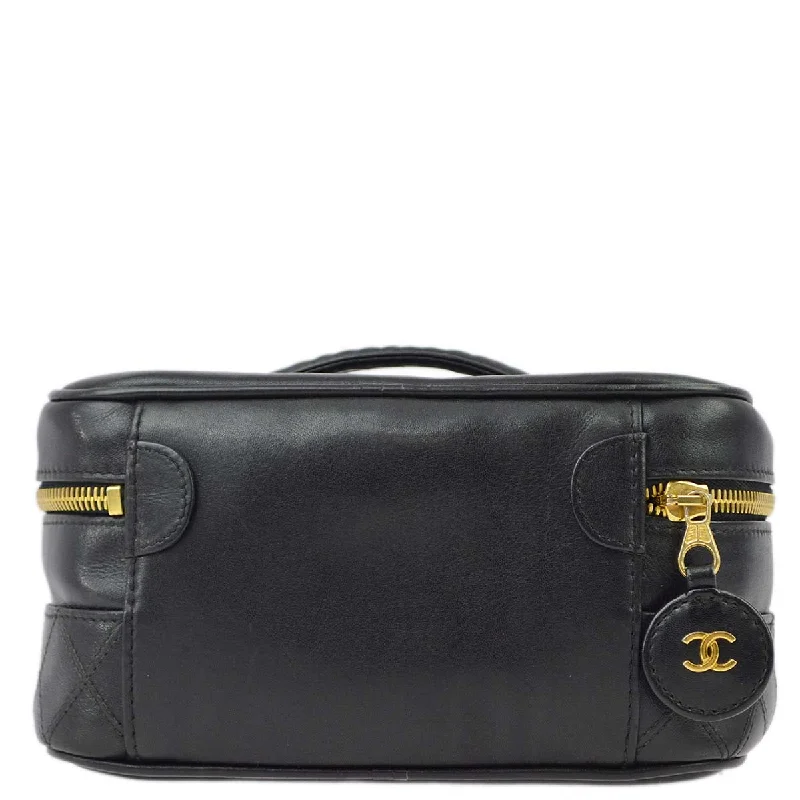 Chanel Black Lambskin Bicolore Vanity Handbag