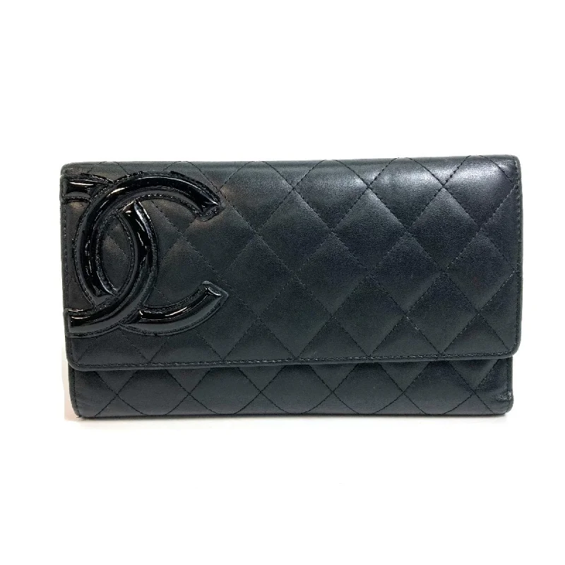 Chanel A46645 Cambon Line Trifold Long Wallet Black