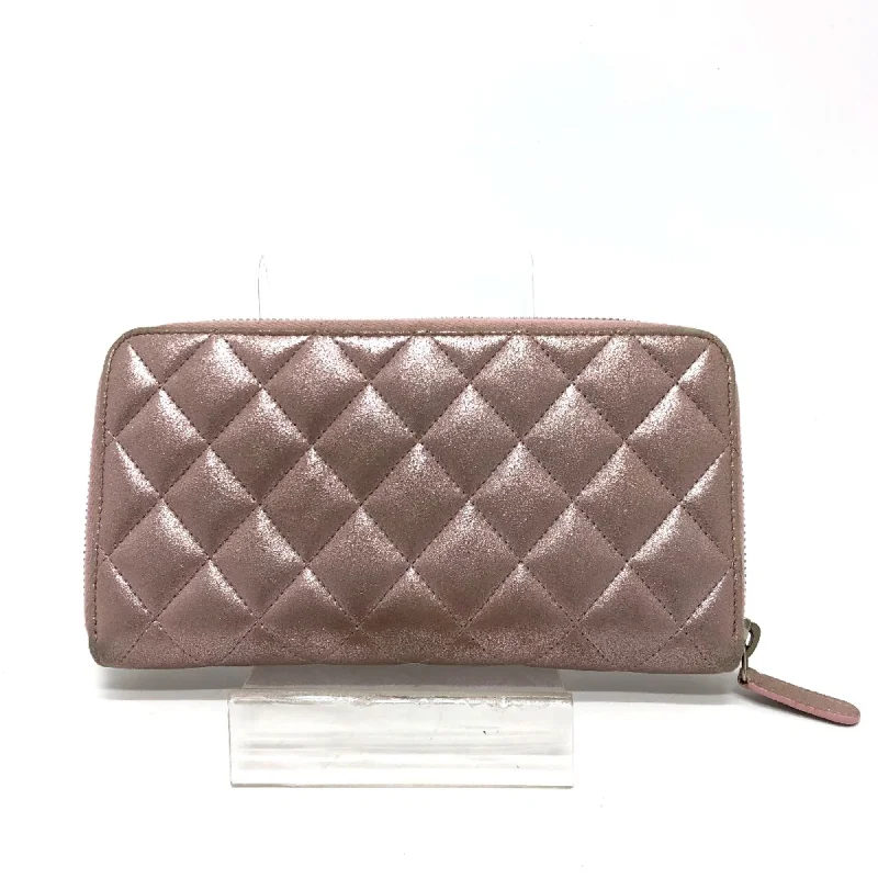 Chanel A80003 CC Mark Zip Around Long Wallet pink