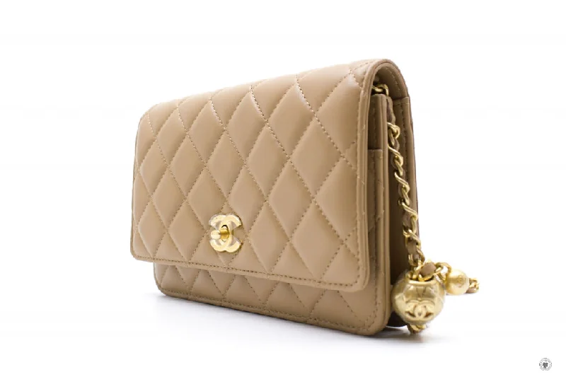 Chanel AP1450B02916 Wallet ON Chain Woc With Golden Ball  Beige   NJ528 Lambskin Shoulder Bags Gbhw